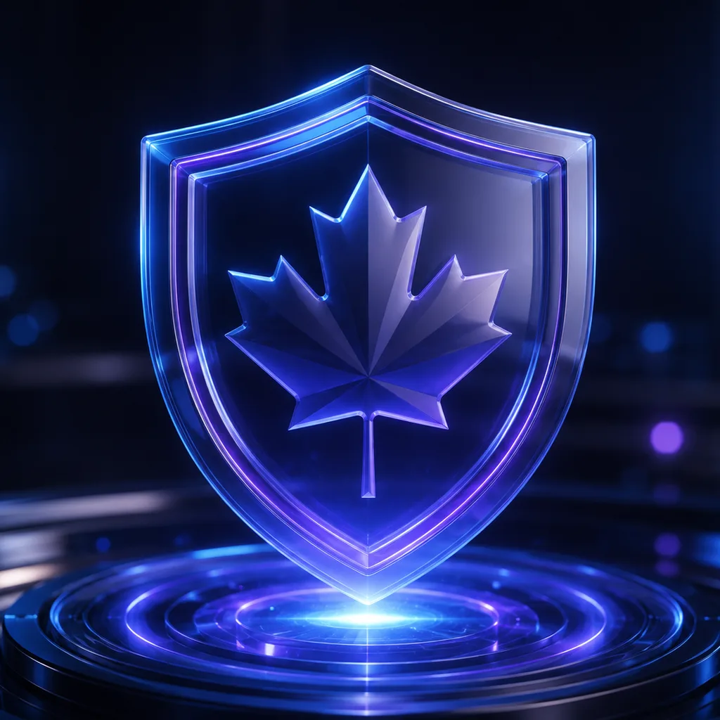 Privacy shield over ChatGPT with a Canadian flag motif
